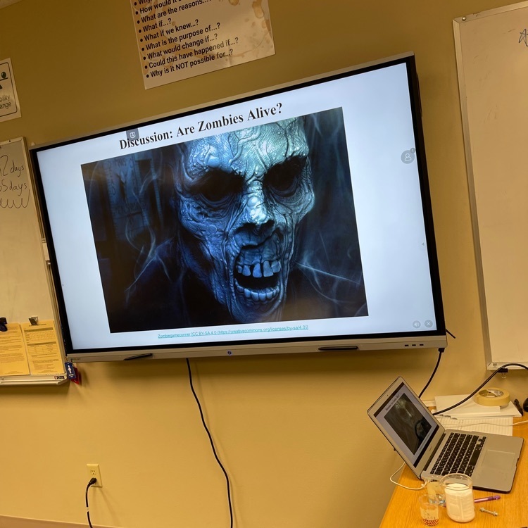 Based on the characteristics of life, students had to decide if zombies are alive 